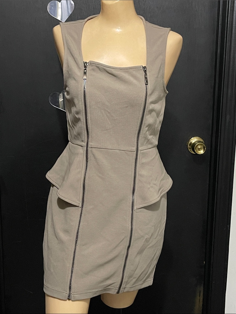 Vintage Cecico Double-Zipper Peplum Sleeveless Mini Dress (M)